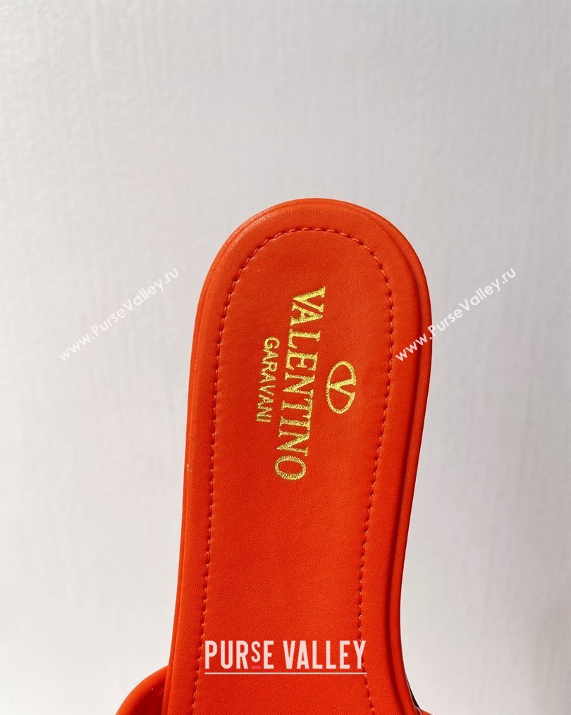 Valentino Roman Stud Flat Slide Sandals in Leather-Quilted Mesh Orange 2023 VT102703 (MD-231027074)