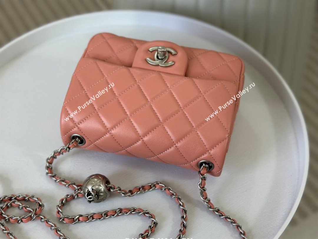 Chanel Lambskin Mini Flap Bag with Metal Ball AS1786 Pink/Silver 2024 (SM-24040220)