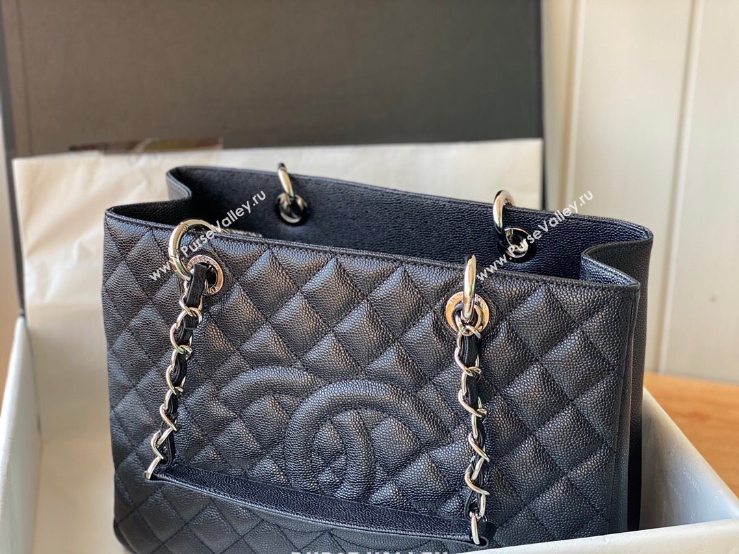 Chanel Grand Shopping Tote GST Bag in Grained Calfskin 20995 Black/Silver 2024 (SM-24072313)