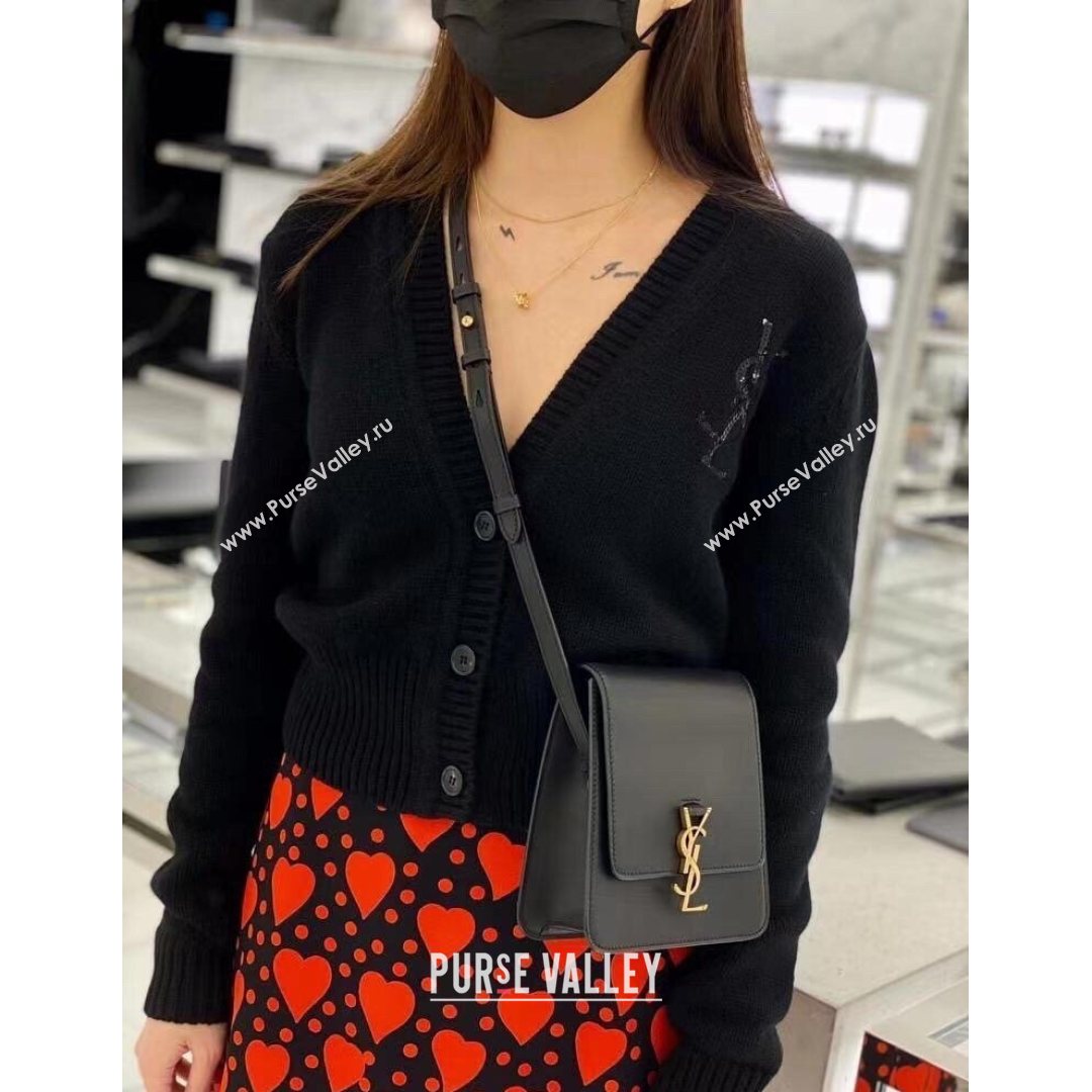 Saint Laurent Kaia NORTH/SOUTH Satchel in Vegetable-tanned Leather 668809 Black 2021 (YID-210823064)