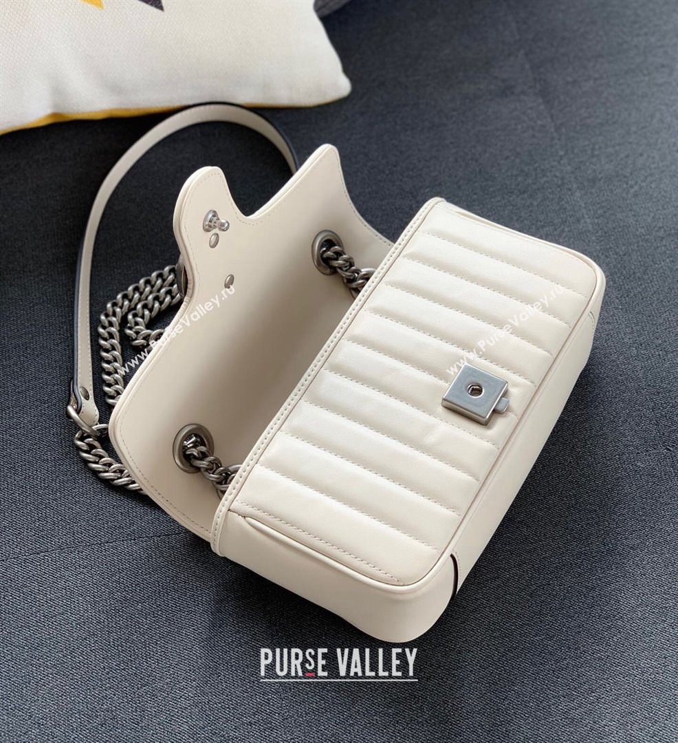 Gucci GG Marmont Geometric Leather Mini Shoulder Bag 446744 White 2021 (DLH-21101557)