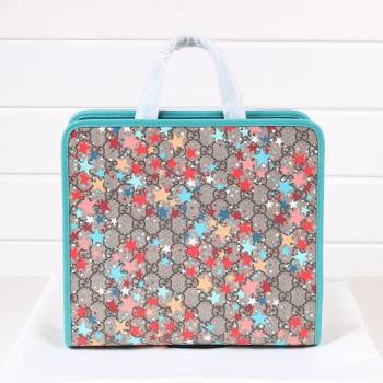 Gucci Childrens GG Star Print Tote Bag 630542 Beige/Light Blue 2021 (DLH-21090243)