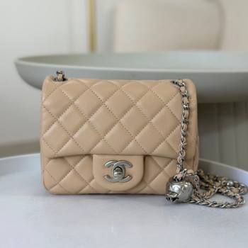 Chanel Lambskin Mini Flap Bag with Metal Ball AS1786 Apricot/Silver 2024 (SM-24040221)