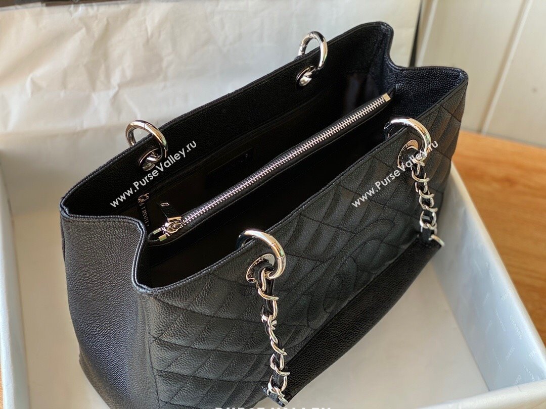 Chanel Grand Shopping Tote GST Bag in Grained Calfskin 20995 Black/Silver 2024 (SM-24072313)