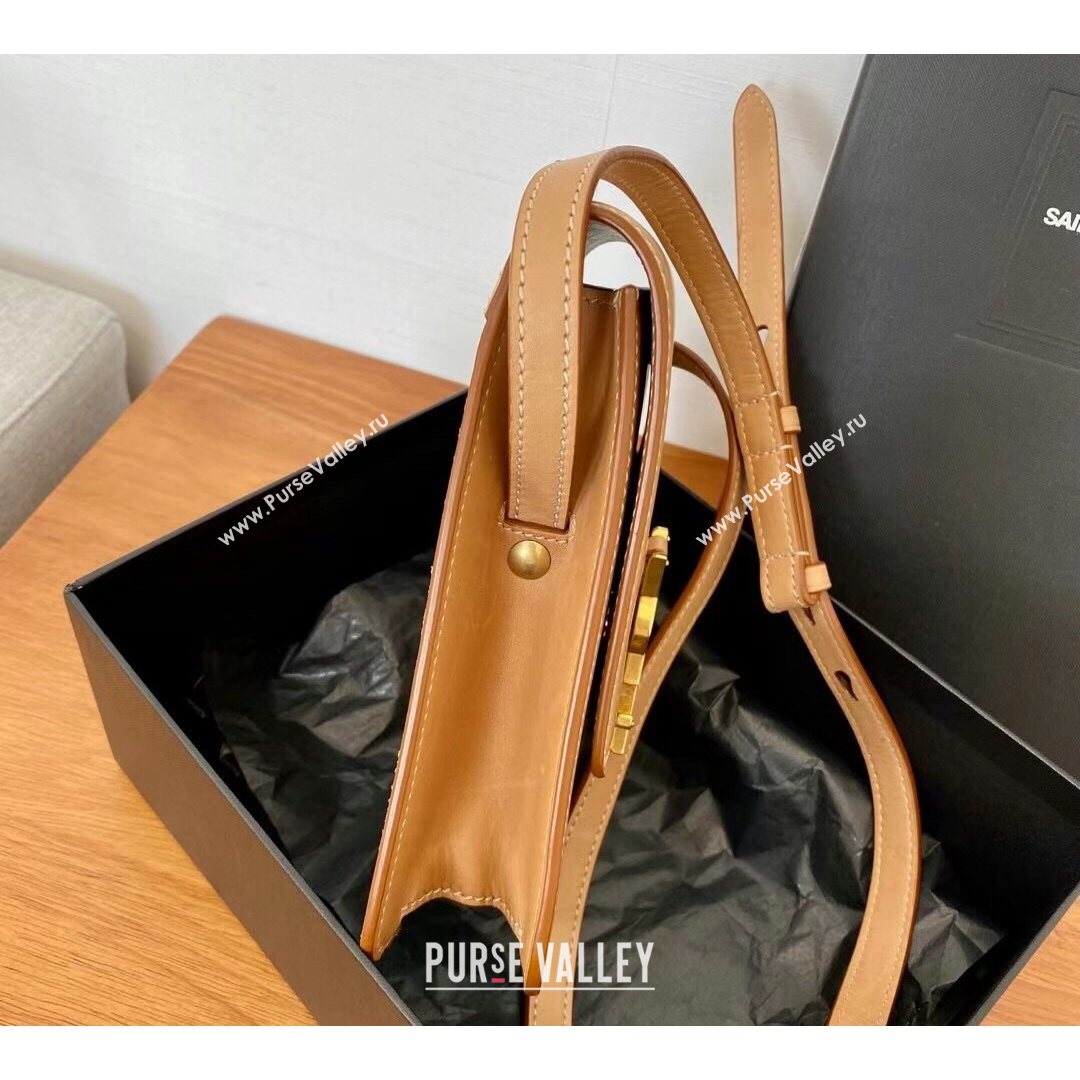 Saint Laurent Kaia NORTH/SOUTH Satchel in Vegetable-tanned Leather 668809 Apricot 2021 (YID-210823066)