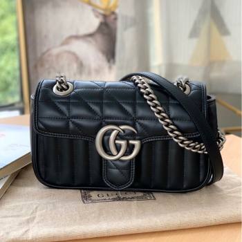 Gucci GG Marmont Geometric Leather Mini Shoulder Bag 446744 Black 2021 (DLH-21101560)