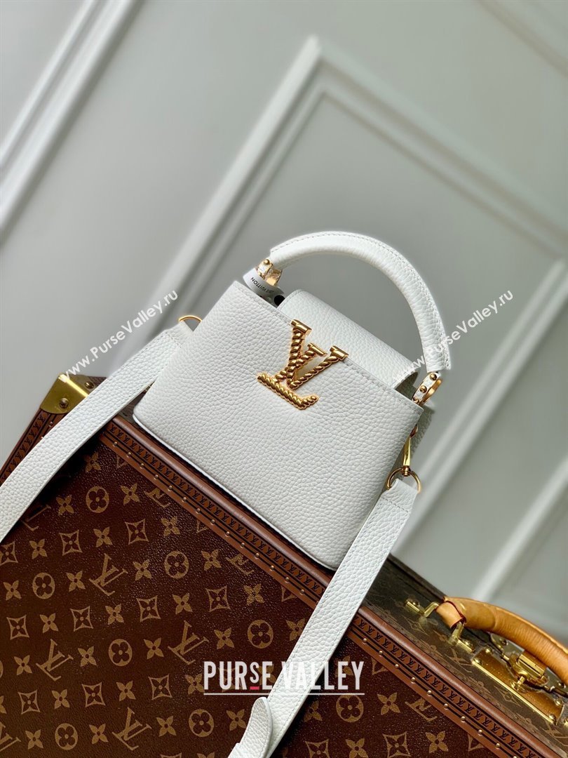 Louis Vuitton Capucines Mini Bag in Taurillon Leather M24673 White 2024 (K-24090904)