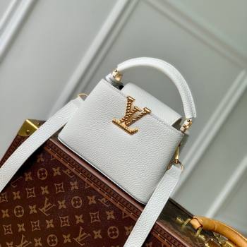 Louis Vuitton Capucines Mini Bag in Taurillon Leather M24673 White 2024 (K-24090904)