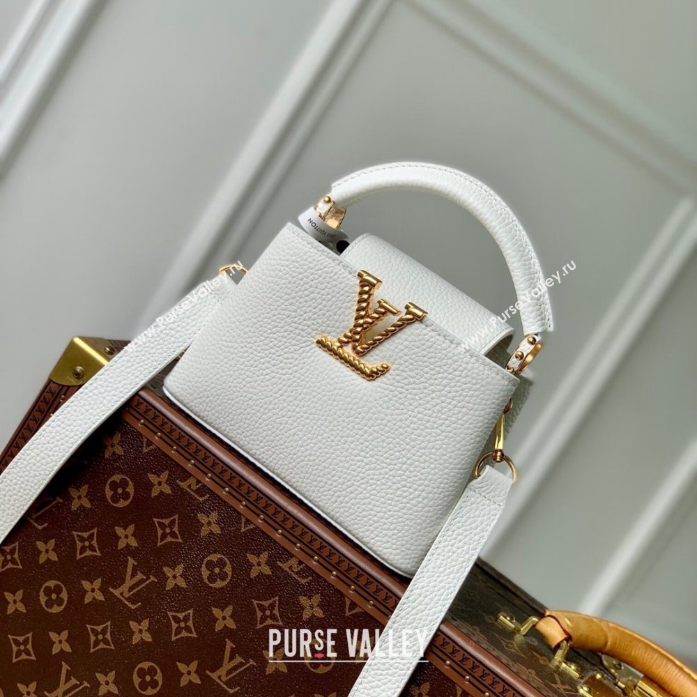 Louis Vuitton Capucines Mini Bag in Taurillon Leather M24673 White 2024 (K-24090904)