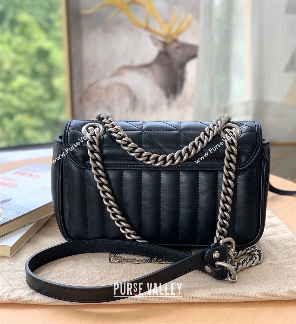 Gucci GG Marmont Geometric Leather Mini Shoulder Bag 446744 Black 2021 (DLH-21101560)