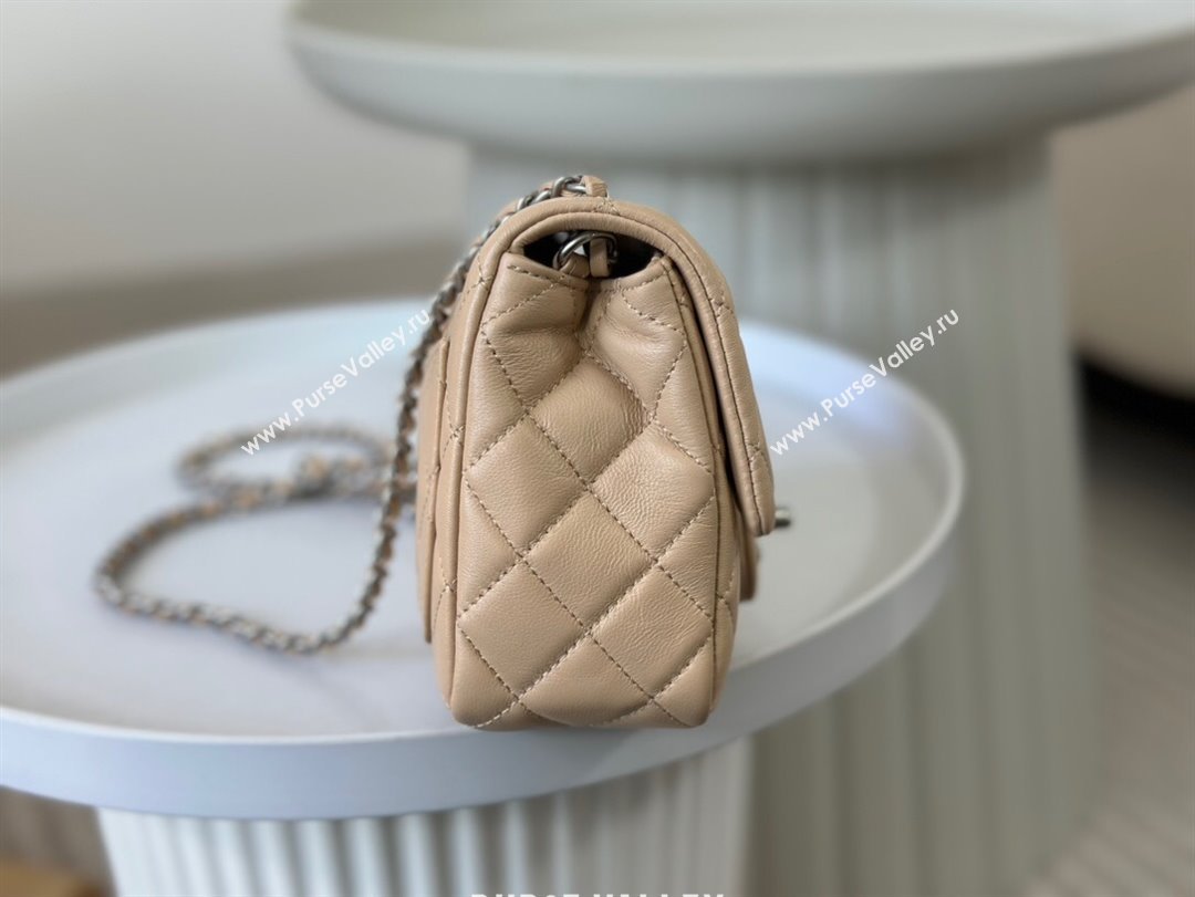 Chanel Lambskin Mini Flap Bag with Metal Ball AS1786 Apricot/Silver 2024 (SM-24040221)