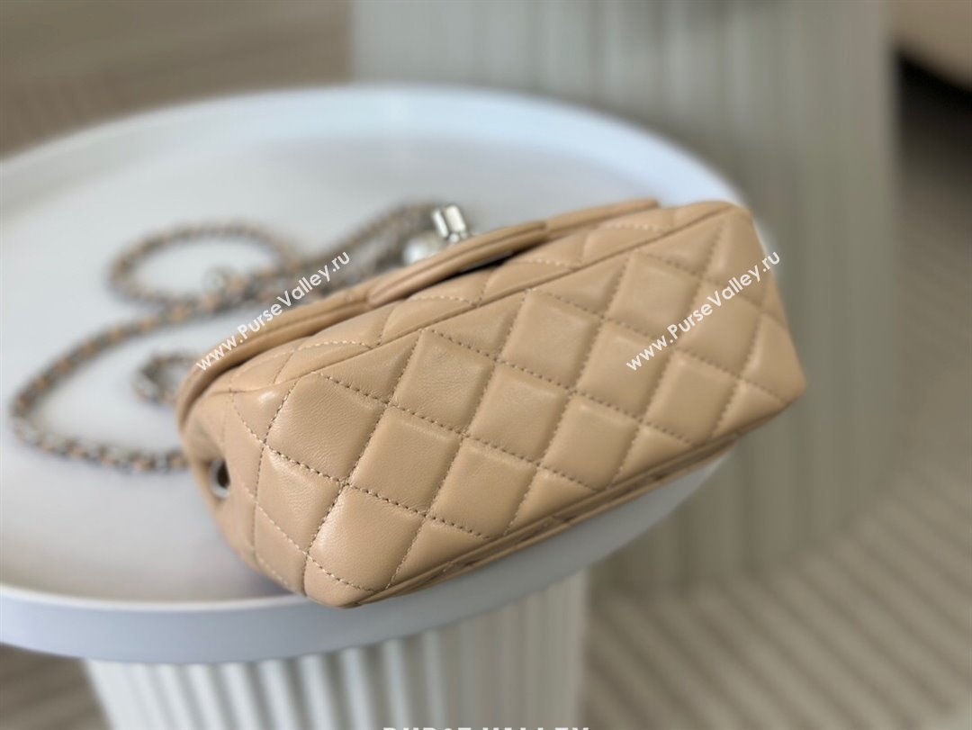 Chanel Lambskin Mini Flap Bag with Metal Ball AS1786 Apricot/Silver 2024 (SM-24040221)
