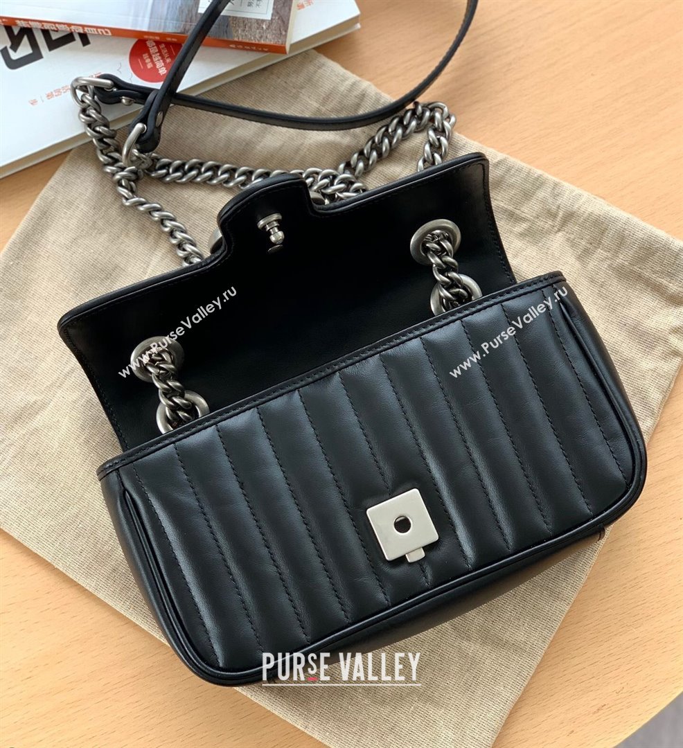 Gucci GG Marmont Geometric Leather Mini Shoulder Bag 446744 Black 2021 (DLH-21101560)