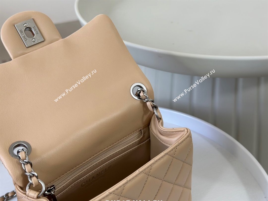 Chanel Lambskin Mini Flap Bag with Metal Ball AS1786 Apricot/Silver 2024 (SM-24040221)