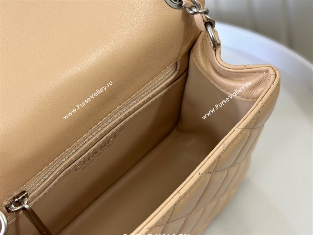 Chanel Lambskin Mini Flap Bag with Metal Ball AS1786 Apricot/Silver 2024 (SM-24040221)