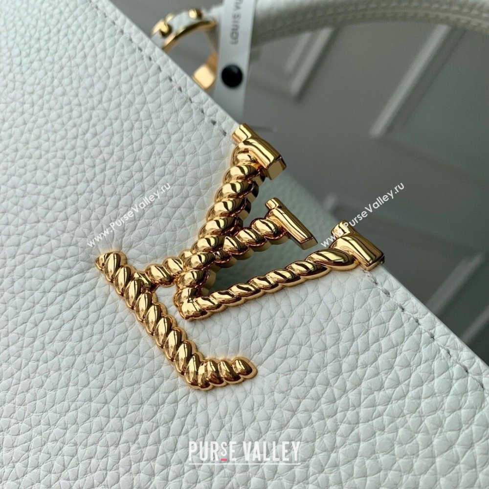 Louis Vuitton Capucines Mini Bag in Taurillon Leather M24673 White 2024 (K-24090904)