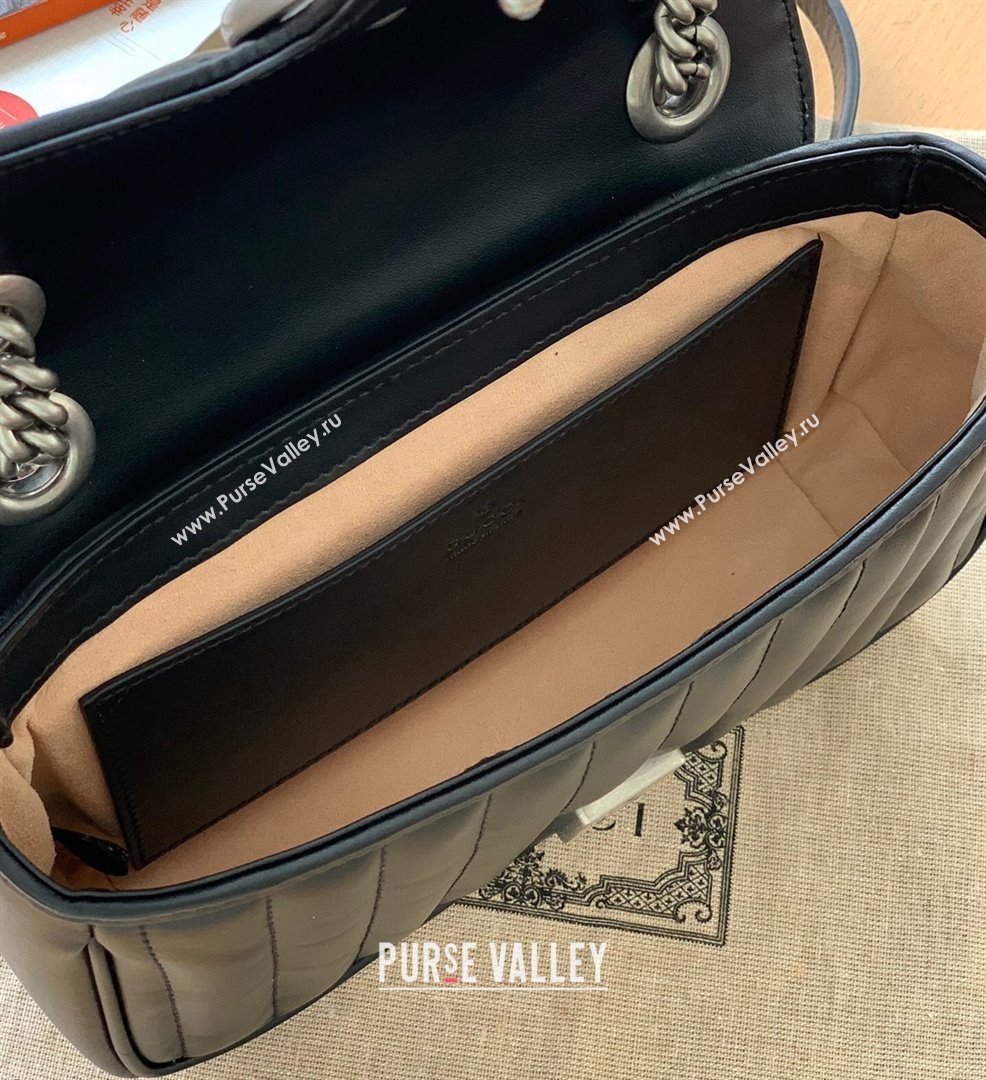 Gucci GG Marmont Geometric Leather Mini Shoulder Bag 446744 Black 2021 (DLH-21101560)