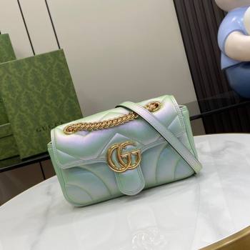 Gucci GG Marmont Mini Shoulder Bag in Green Iridescent Leather 446744 2024 (XINGLU-24021935)