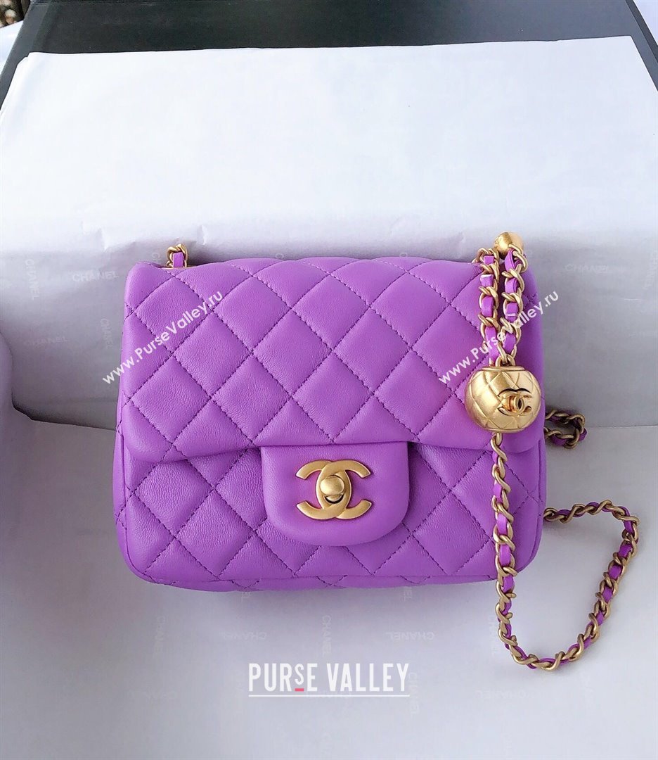 Chanel Lambskin Mini Flap Bag with Metal Ball AS1786 Purple/Gold 2024 (YD-24040222)