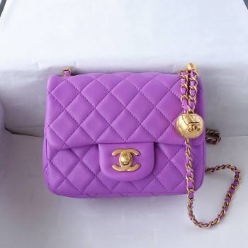 Chanel Lambskin Mini Flap Bag with Metal Ball AS1786 Purple/Gold 2024 (YD-24040222)