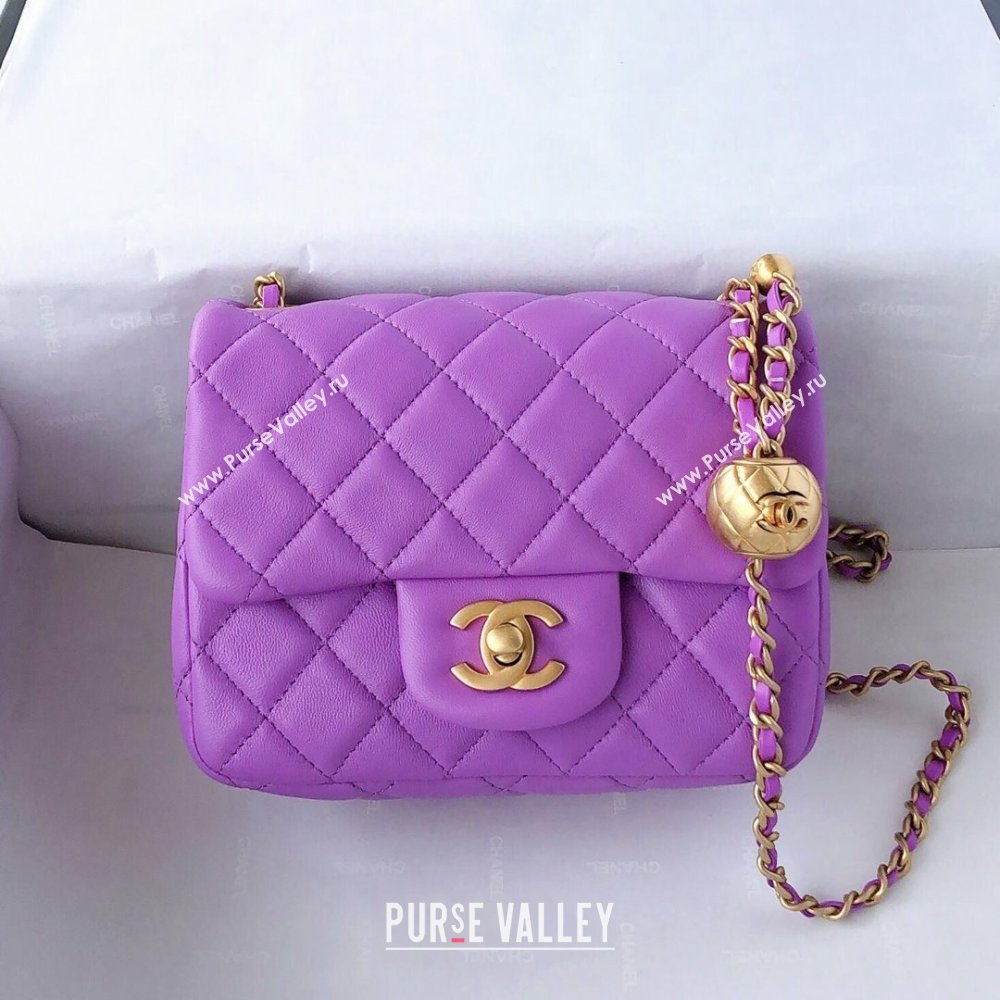 Chanel Lambskin Mini Flap Bag with Metal Ball AS1786 Purple/Gold 2024 (YD-24040222)