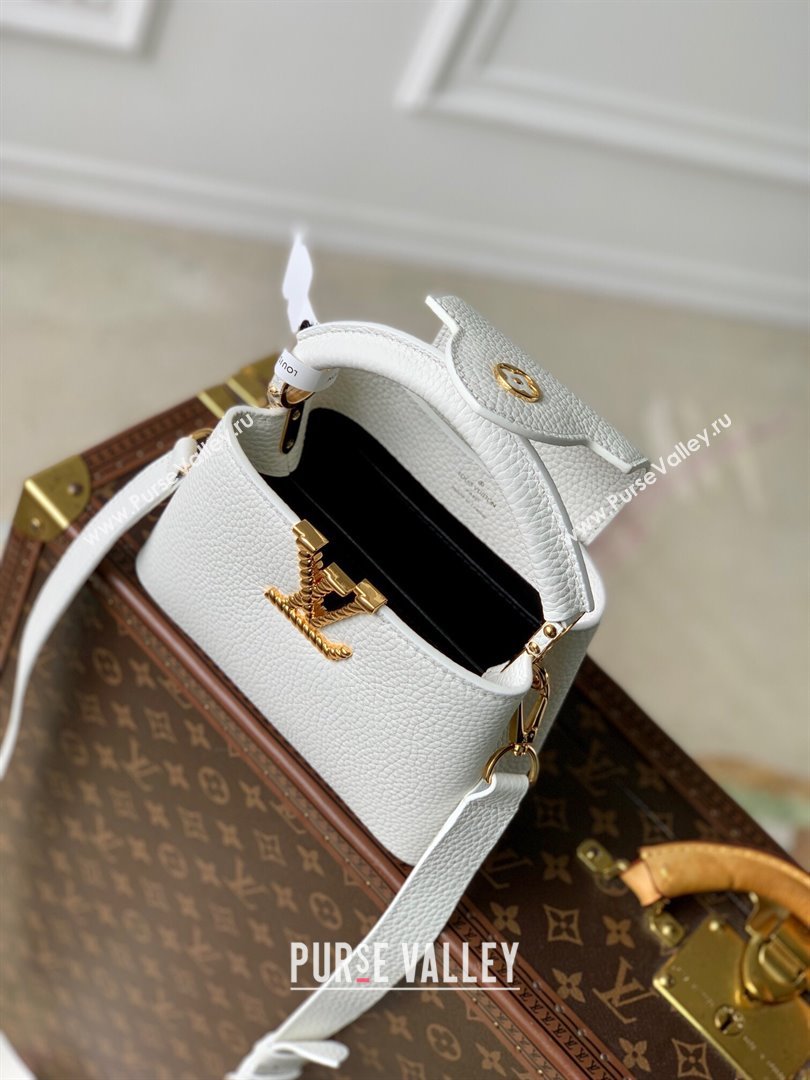 Louis Vuitton Capucines Mini Bag in Taurillon Leather M24673 White 2024 (K-24090904)