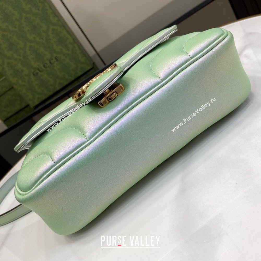 Gucci GG Marmont Mini Shoulder Bag in Green Iridescent Leather 446744 2024 (XINGLU-24021935)