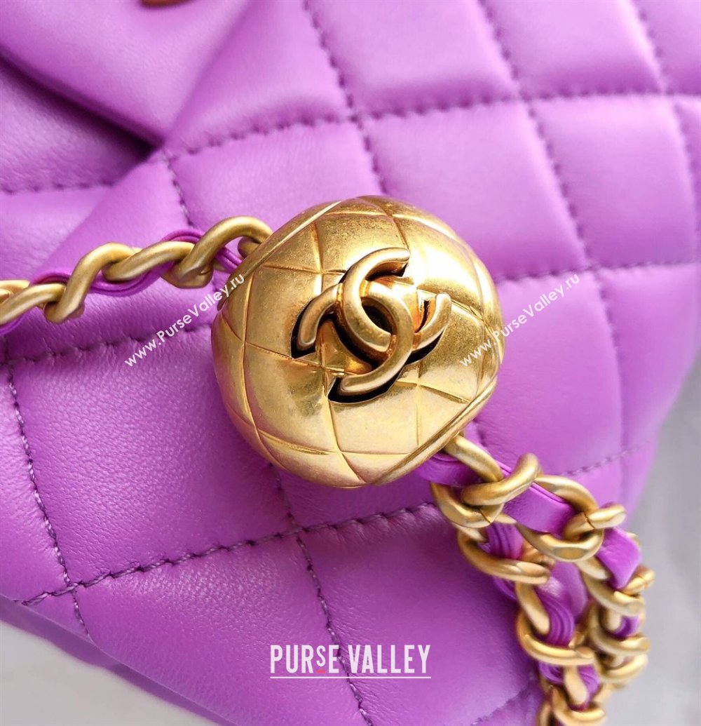 Chanel Lambskin Mini Flap Bag with Metal Ball AS1786 Purple/Gold 2024 (YD-24040222)