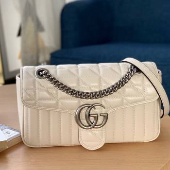 Gucci GG Marmont Geometric Leather Small Shoulder Bag 443497 White 2021 (DLH-21101561)