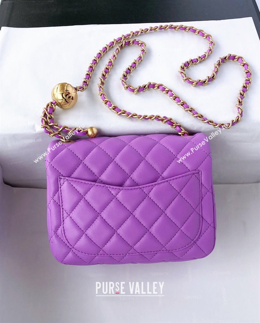 Chanel Lambskin Mini Flap Bag with Metal Ball AS1786 Purple/Gold 2024 (YD-24040222)