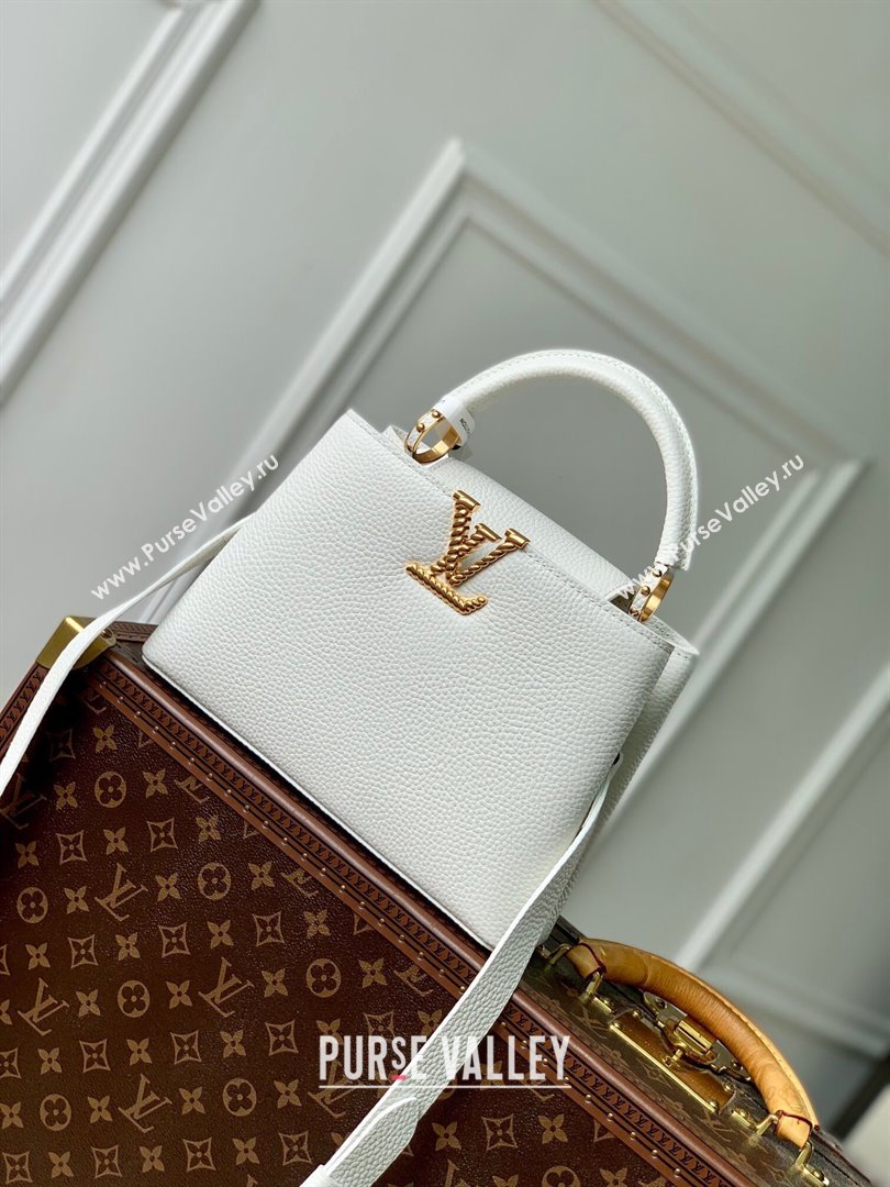 Louis Vuitton Capucines BB Bag in Taurillon Leather M24673 White 2024 (K-24090905)