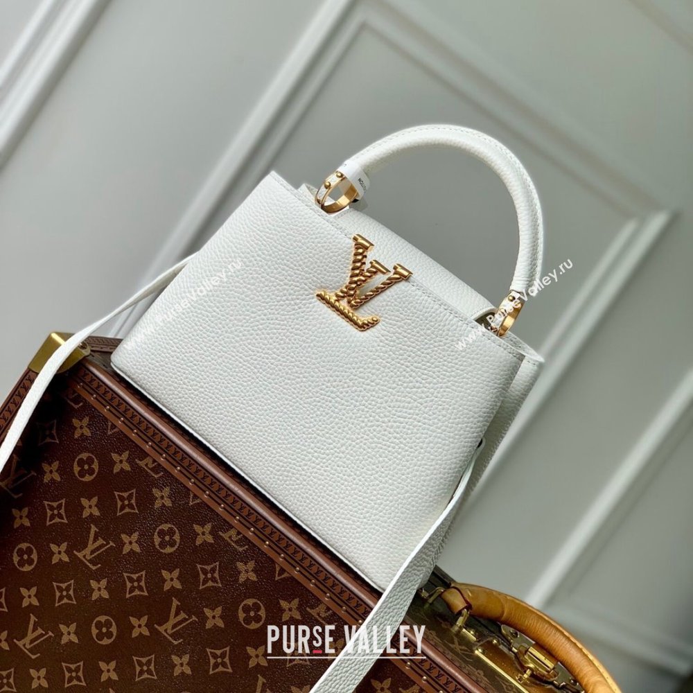 Louis Vuitton Capucines BB Bag in Taurillon Leather M24673 White 2024 (K-24090905)