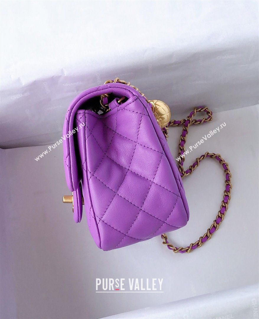 Chanel Lambskin Mini Flap Bag with Metal Ball AS1786 Purple/Gold 2024 (YD-24040222)