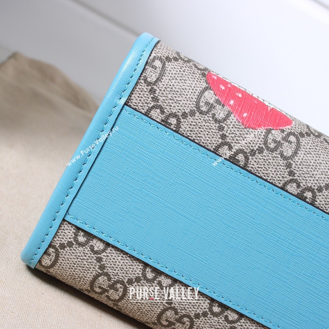 Gucci Childrens GG Mushroom Print Tote Bag 630542 Beige/Light Blue 2021 (DLH-21090244)