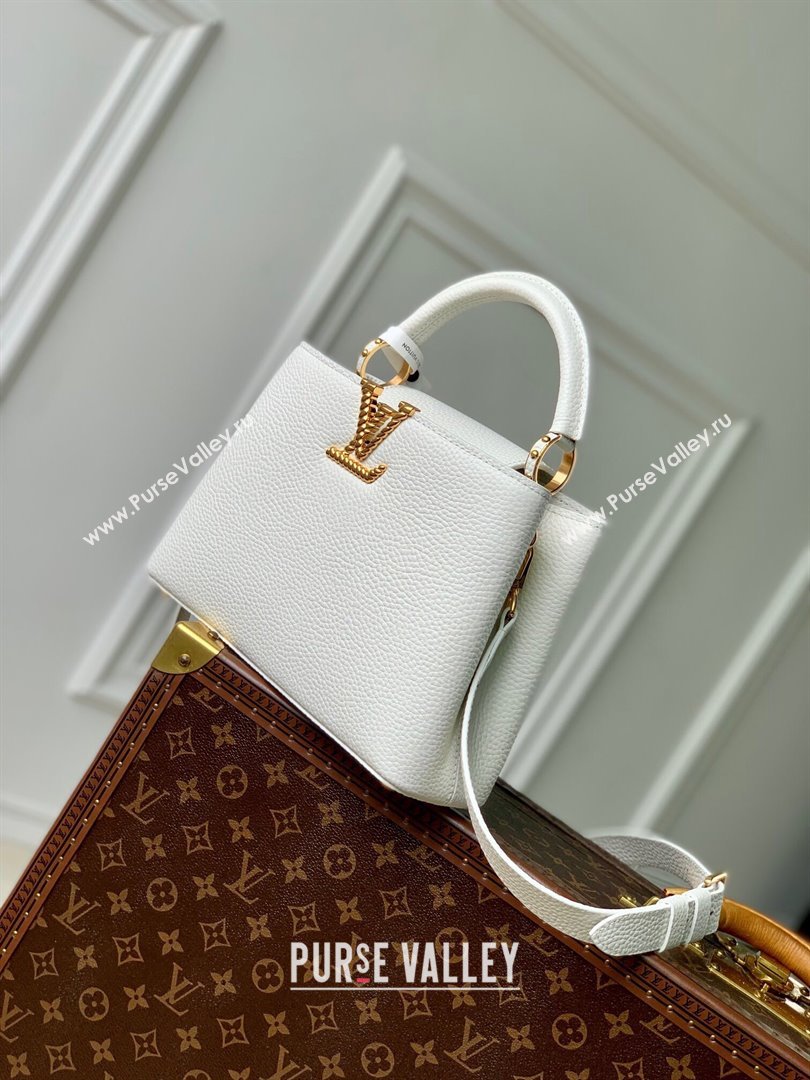 Louis Vuitton Capucines BB Bag in Taurillon Leather M24673 White 2024 (K-24090905)