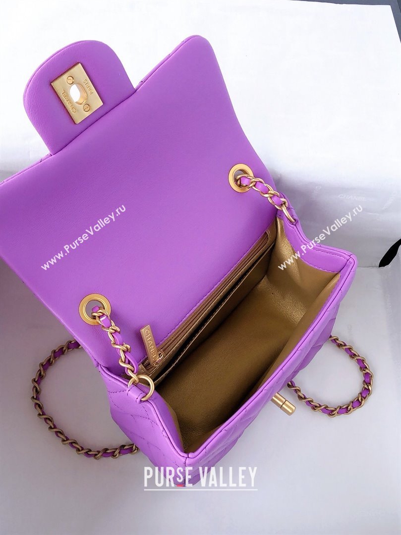 Chanel Lambskin Mini Flap Bag with Metal Ball AS1786 Purple/Gold 2024 (YD-24040222)