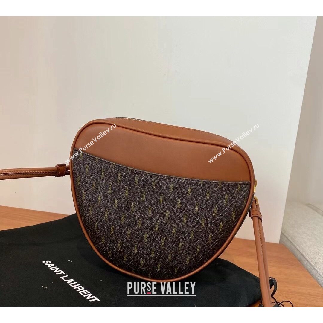 Saint Laurent Monogramme MONOGRAMME Coeur in Canvas and Smooth Leather Bag Brown 02 675260 2021 (YID-21082368)