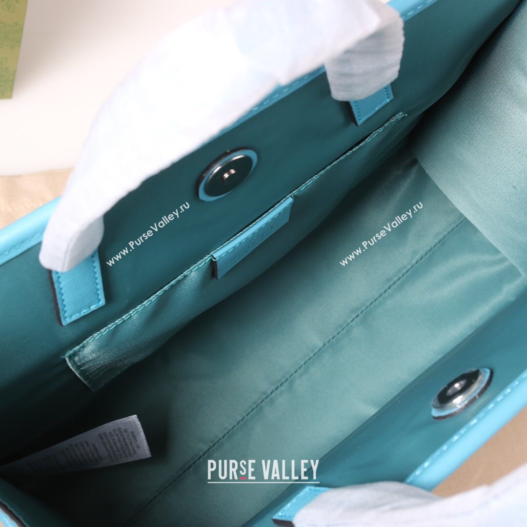 Gucci Childrens GG Mushroom Print Tote Bag 630542 Beige/Light Blue 2021 (DLH-21090244)