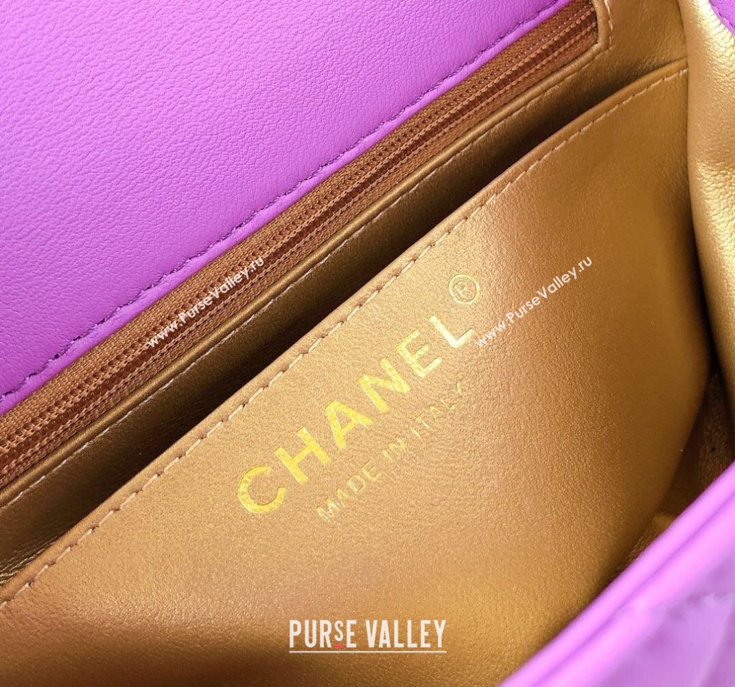 Chanel Lambskin Mini Flap Bag with Metal Ball AS1786 Purple/Gold 2024 (YD-24040222)