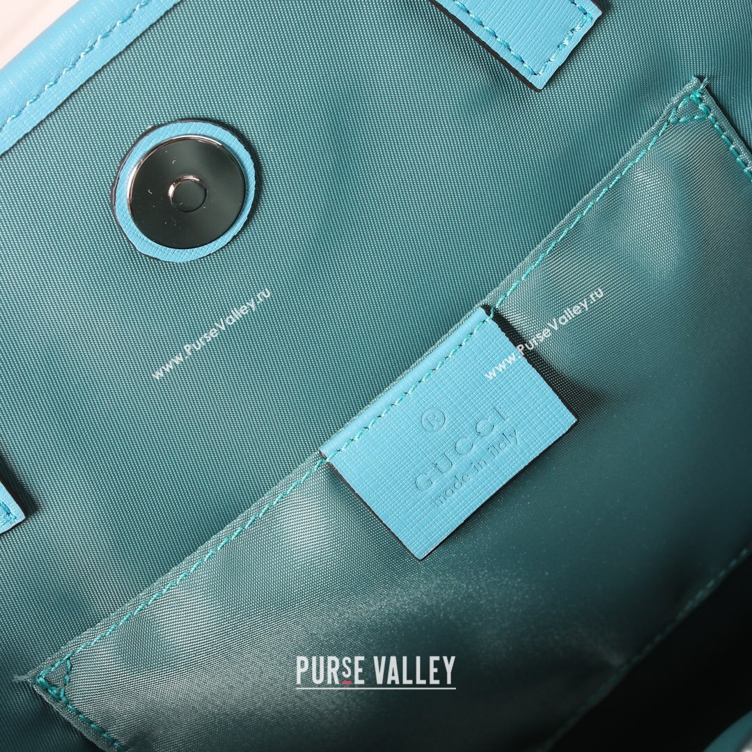 Gucci Childrens GG Mushroom Print Tote Bag 630542 Beige/Light Blue 2021 (DLH-21090244)