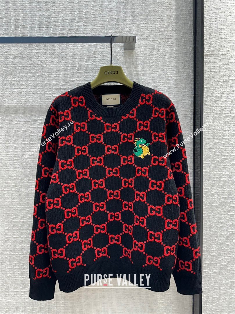 Gucci Wool Sweater G122301 Black/Red 2023 (Q-23122301)