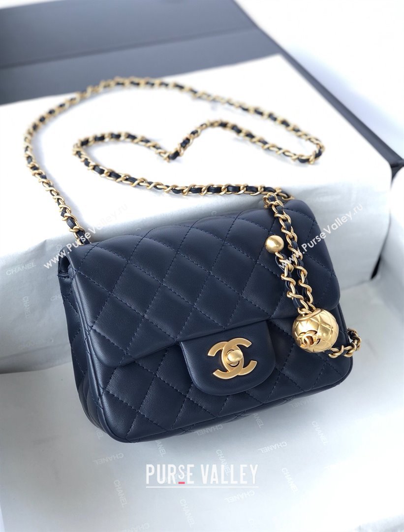 Chanel Lambskin Mini Flap Bag with Metal Ball AS1786 Deep Blue/Gold 2024 (YD-24040223)