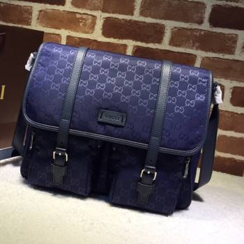 Gucci GG Nylon Messenger Bag 387070 Navy Blue 2021 (DLH-21090306)