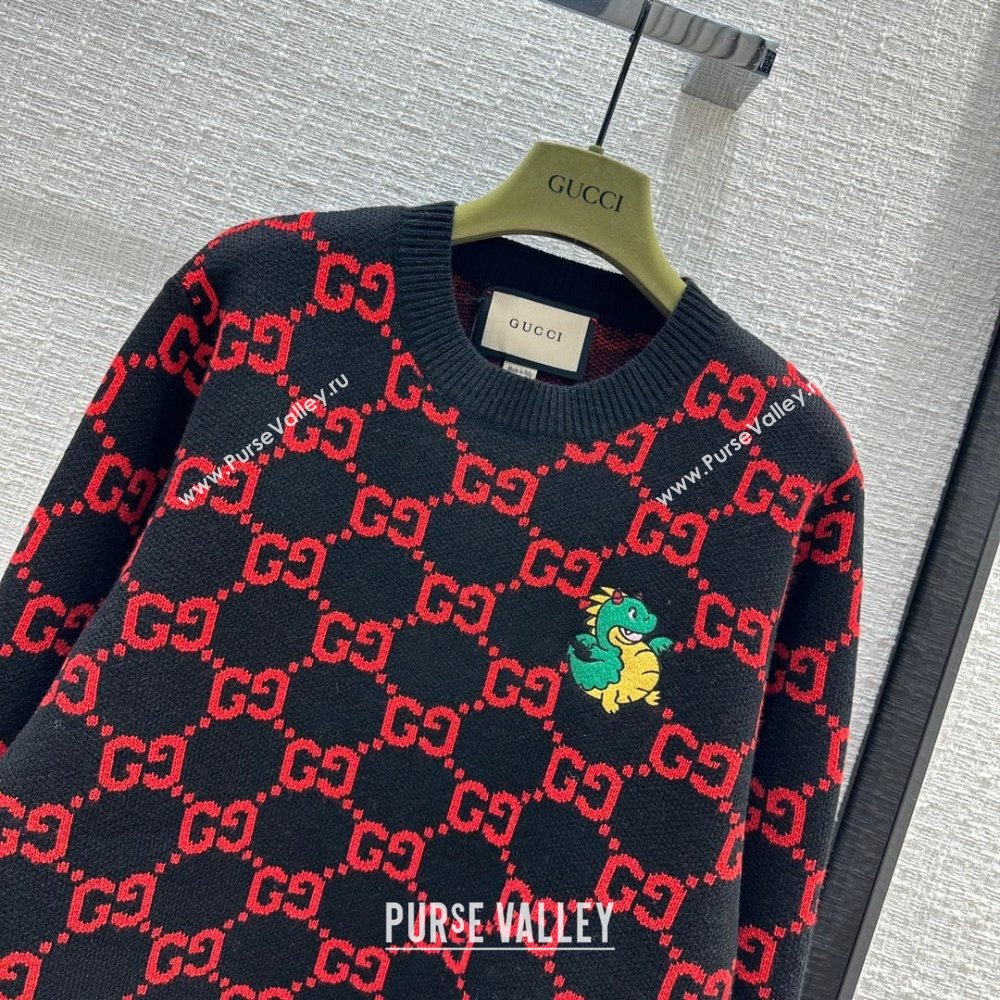 Gucci Wool Sweater G122301 Black/Red 2023 (Q-23122301)