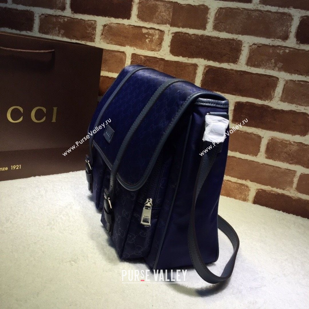 Gucci GG Nylon Messenger Bag 387070 Navy Blue 2021 (DLH-21090306)