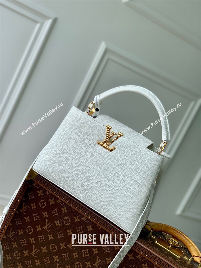 Louis Vuitton Capucines MM Bag in Taurillon Leather M24673 White 2024 (K-24090906)