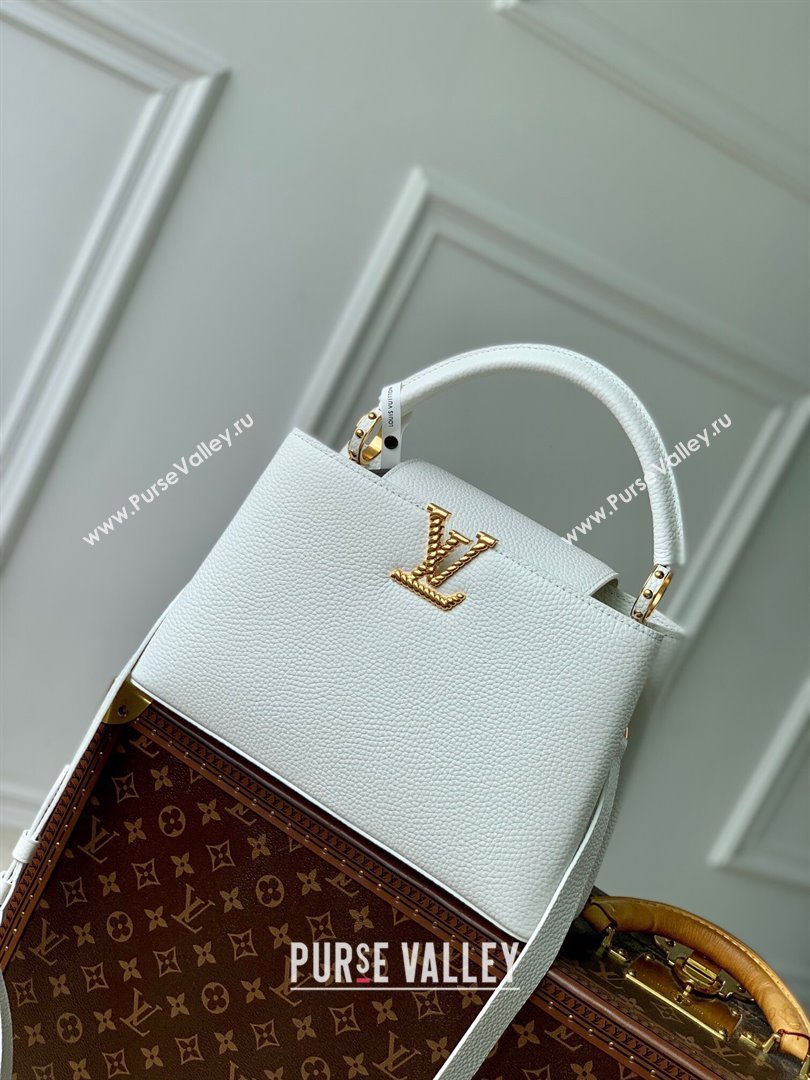 Louis Vuitton Capucines MM Bag in Taurillon Leather M24673 White 2024 (K-24090906)