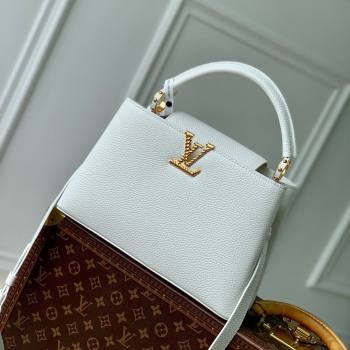 Louis Vuitton Capucines MM Bag in Taurillon Leather M24673 White 2024 (K-24090906)