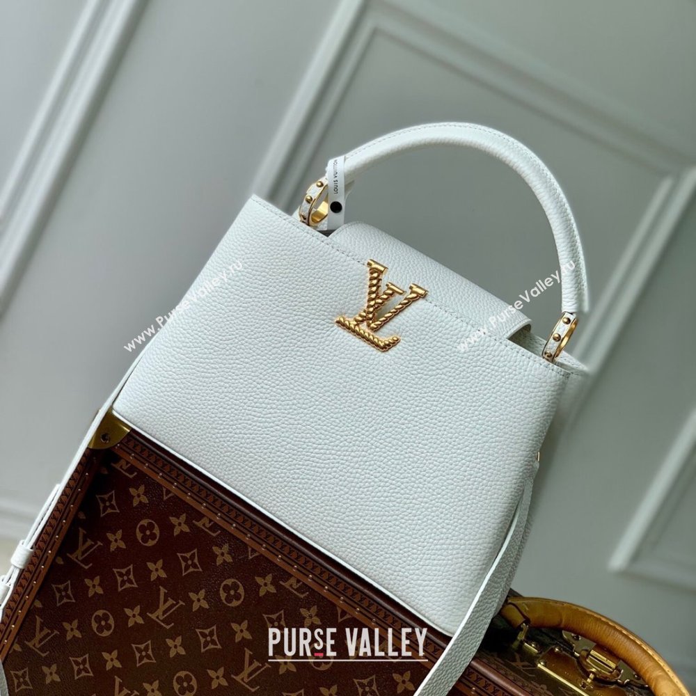 Louis Vuitton Capucines MM Bag in Taurillon Leather M24673 White 2024 (K-24090906)