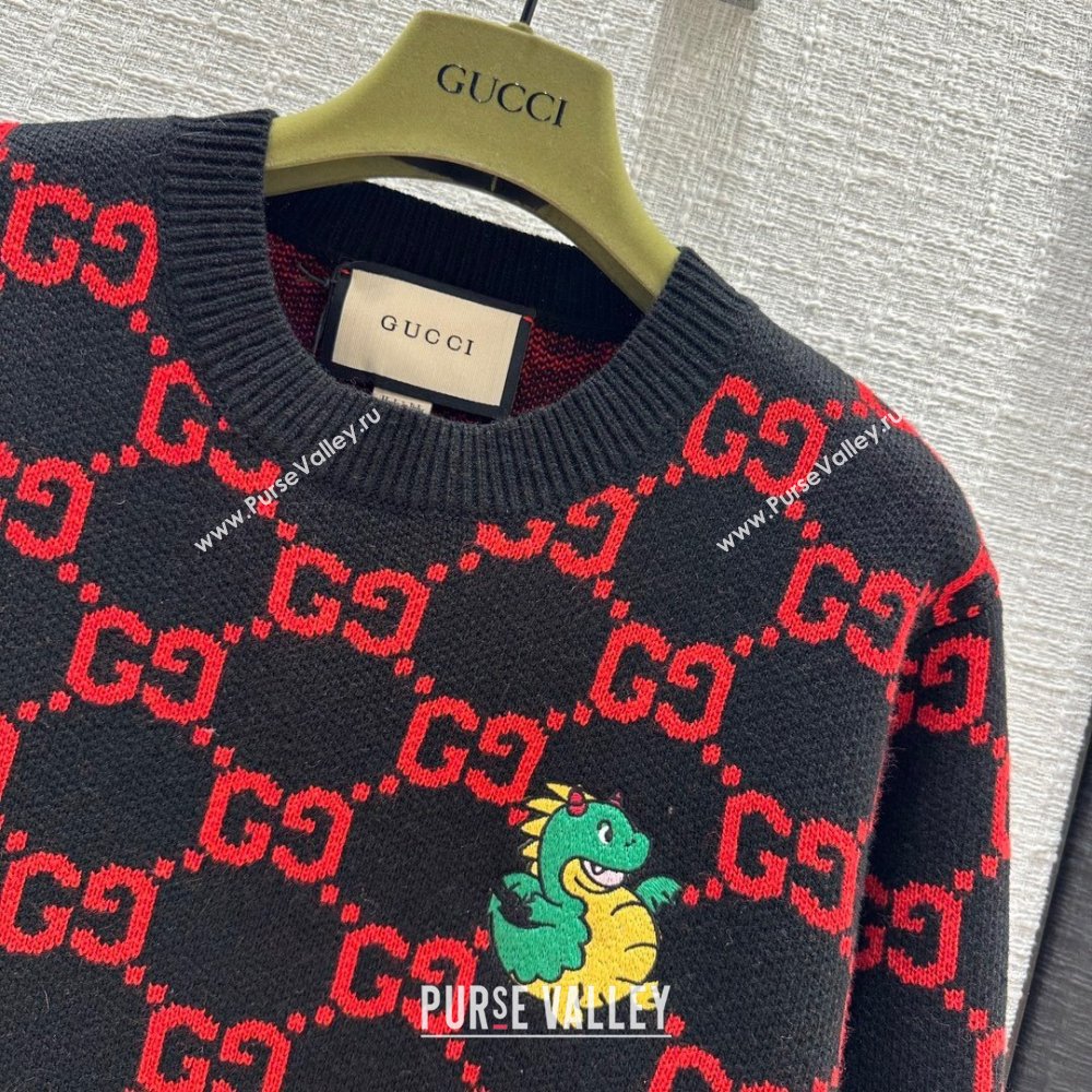 Gucci Wool Sweater G122301 Black/Red 2023 (Q-23122301)